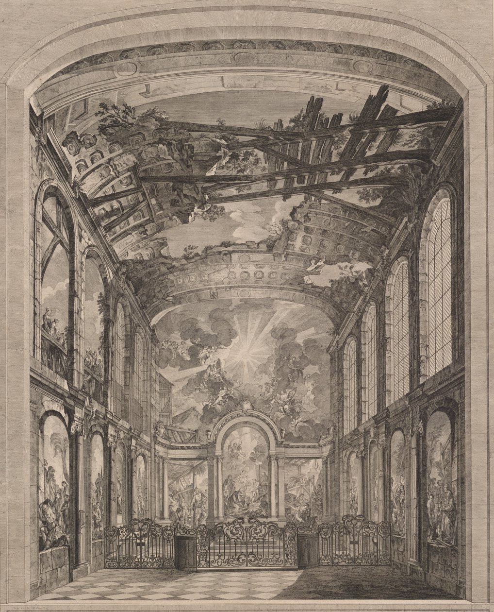 Vnitřní pohled na Foundlings, 1759. od Etienne Fessard