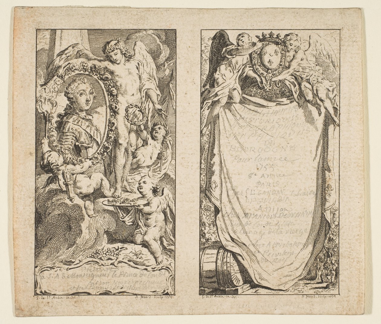 Viněty pro historické, topografické a fyzické desky Burgundska, 1755. od Etienne Fessard