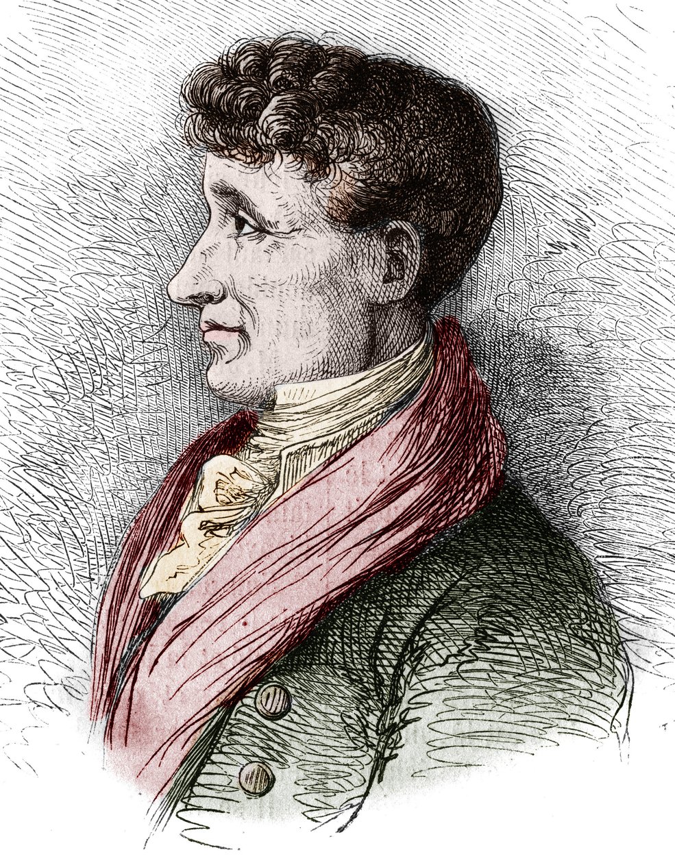 Portrét Josepha Jouberta (1754-1824), francouzského spisovatele. Rytina od Bocoura v ""Le Magasin malebné"" od Etienne Gabriel Bocourt
