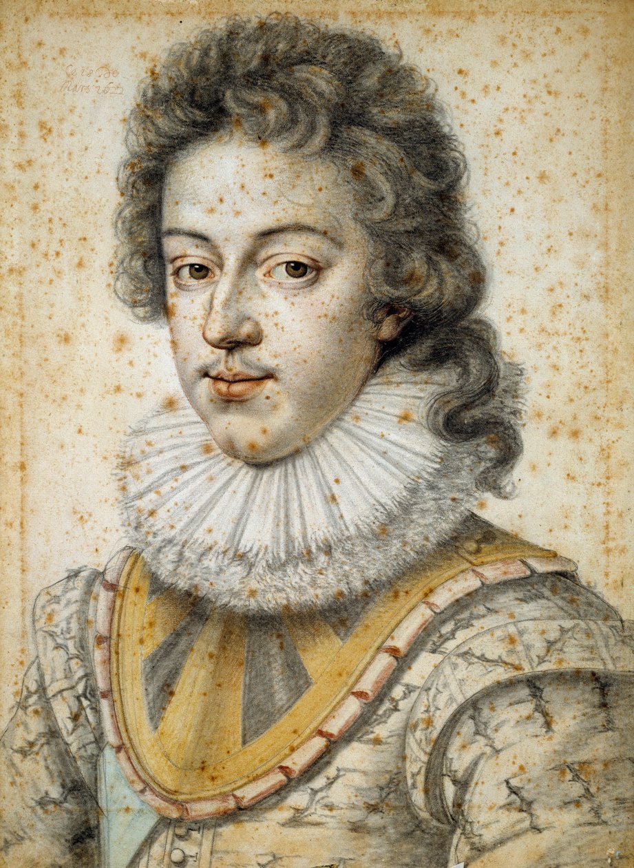 Portrétu Ludvíka XIII. je 21 let (1601 - 1643). Obraz Etienna Dumonstiera II (1520-1603) od Etienne II Dumonstier