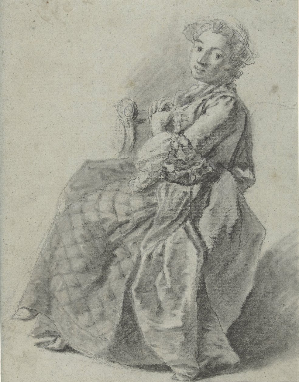 Studie sedící mladé ženy, vlevo od Etienne Jeaurat (attributed to)