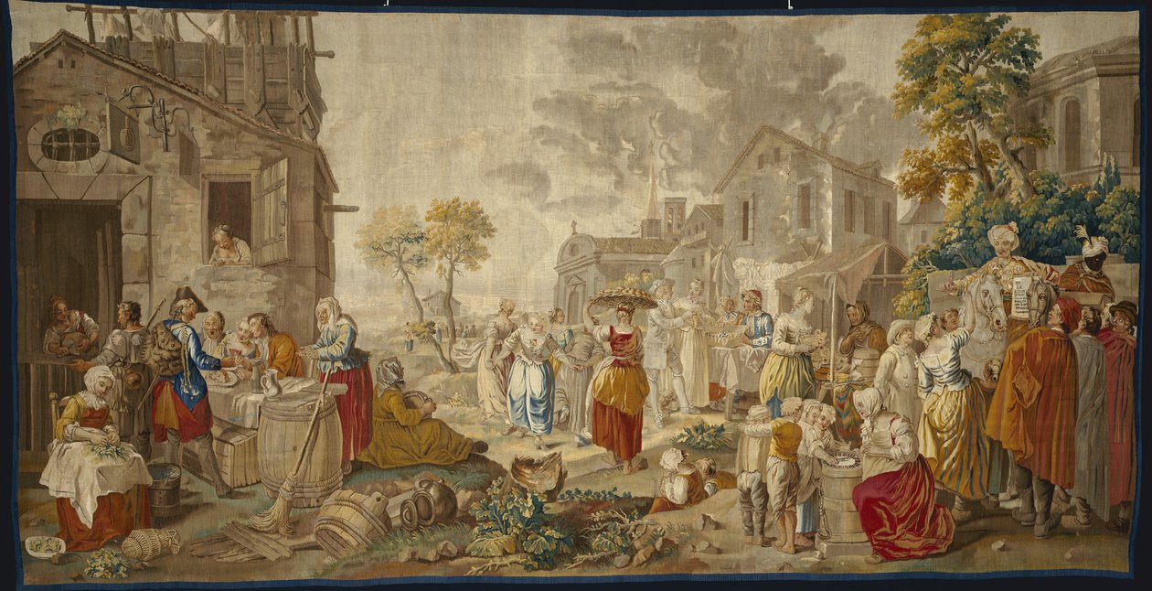 Venkovní trh, z vesnických slavností, 1775-89 od Étienne Jeaurat