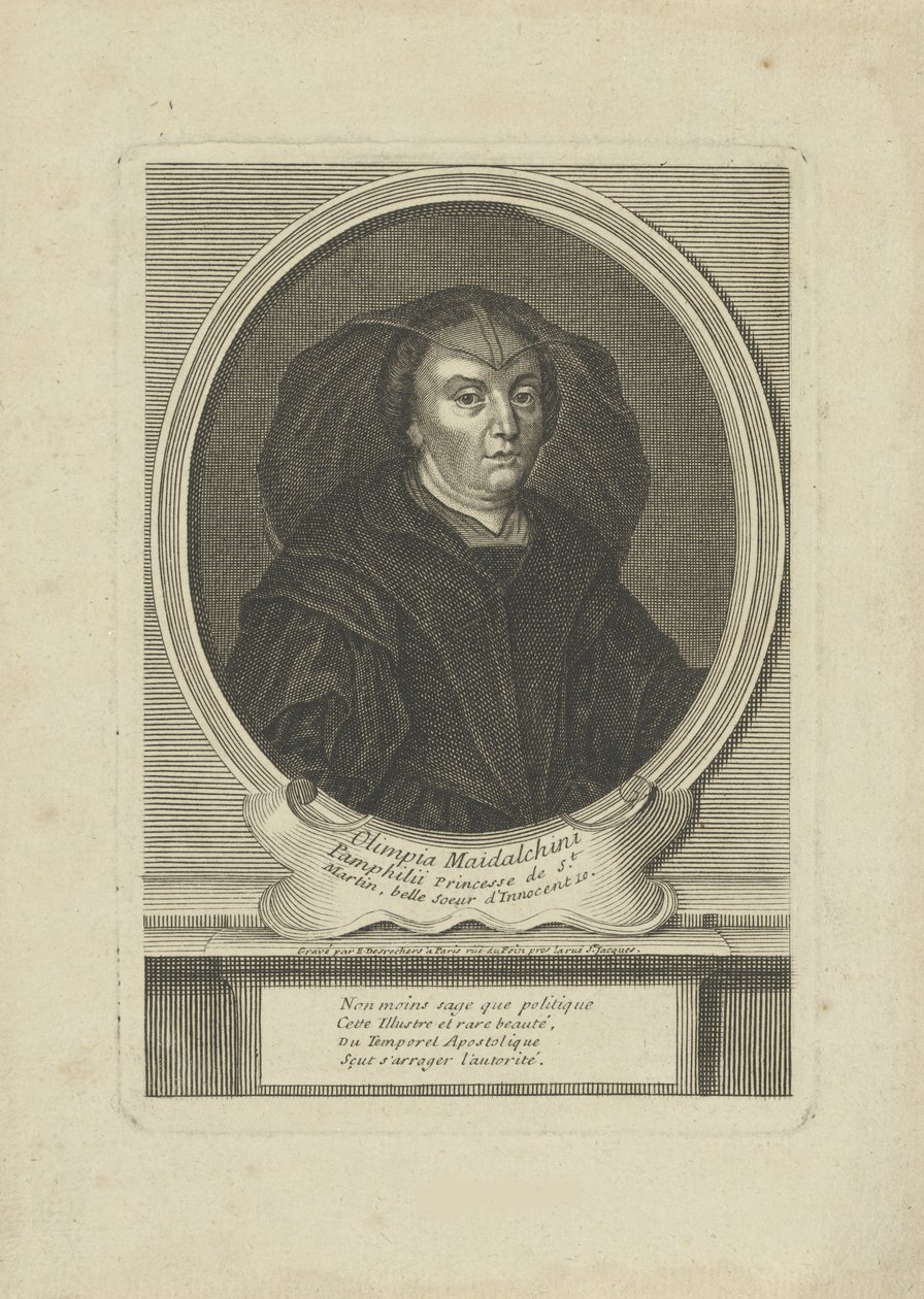Portrét Olympie Maidalchini Pumphills 1591-1657, um 1700. od Etienne Jehandier Desrochers