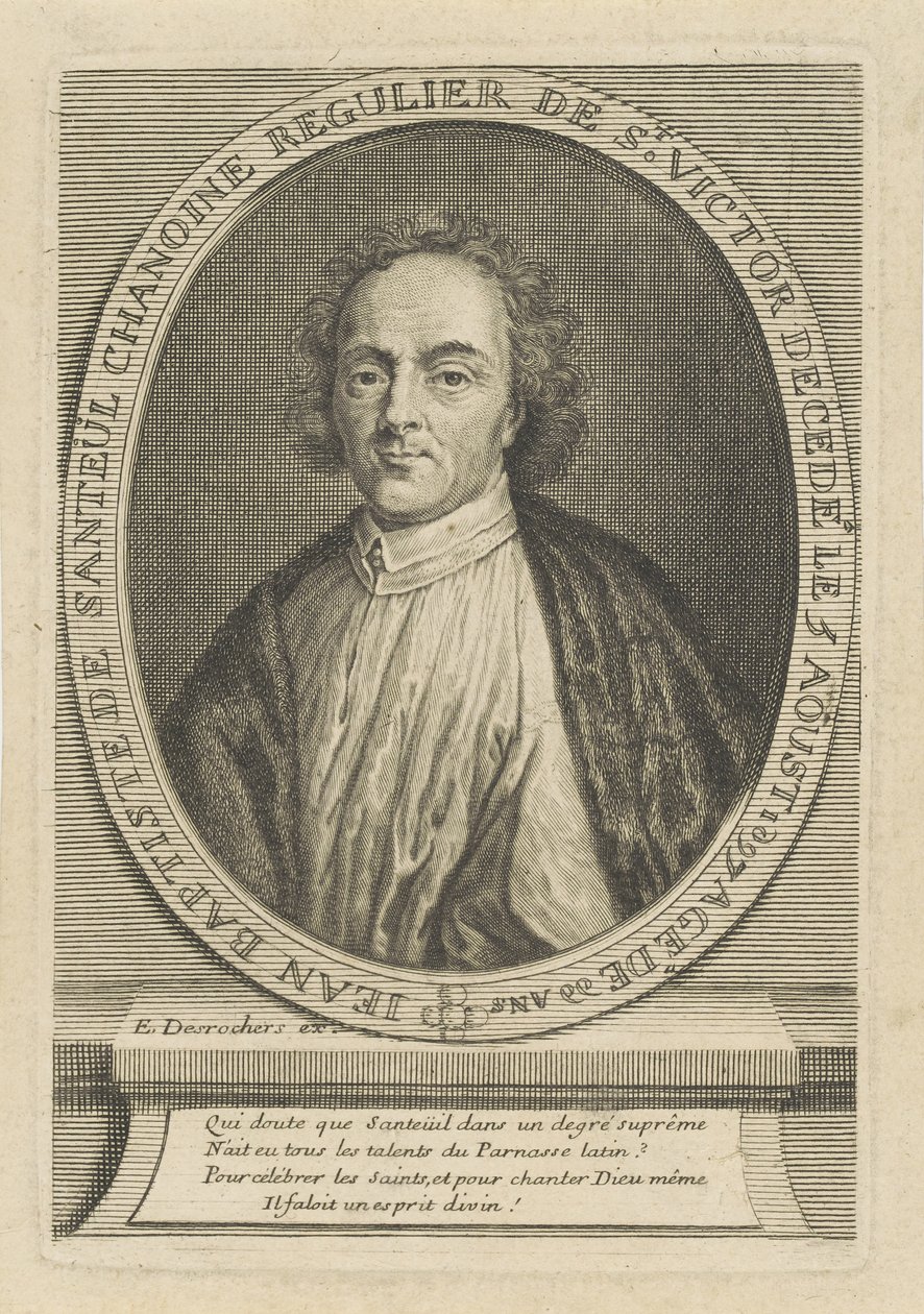 Portrét básníka Jean-Baptiste de Santeul 1630-1697, um 1700. od Etienne Jehandier Desrochers
