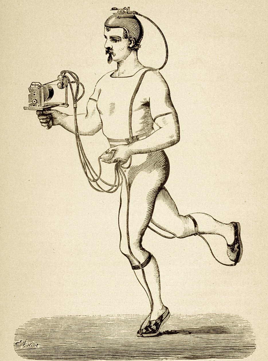 Runner dostal přístroj určený k zaznamenání jeho různých temp, z Popular Science Monthly, pub.1875 od Etienne Jules Marey