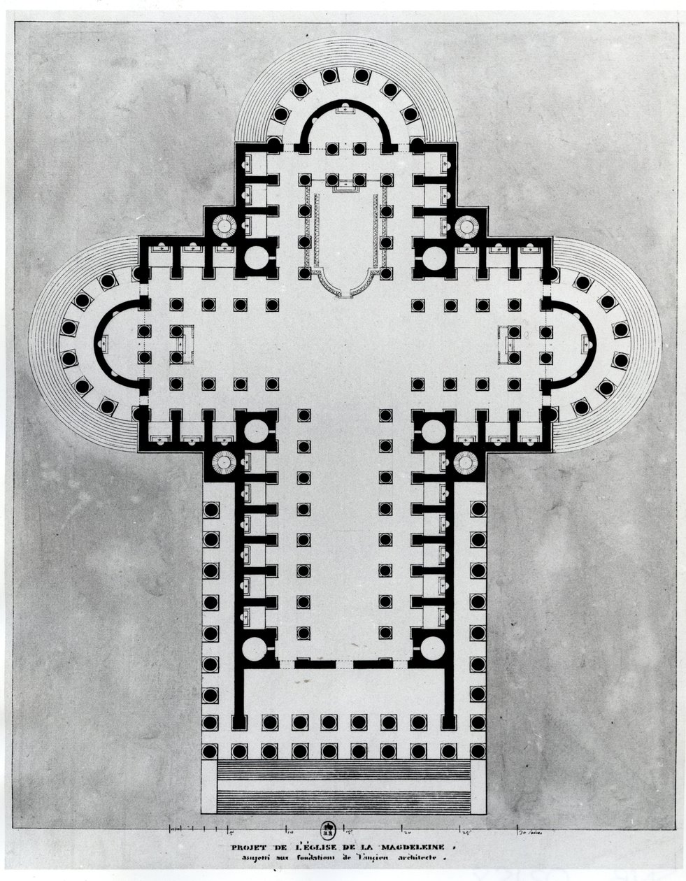Projekt pro kostel Madeleine. Výkres. Architektura Etienne Louis Boullee (Etienne-Louis Boullee), francouzský architekt (1728-1799). od Etienne Louis Boullee