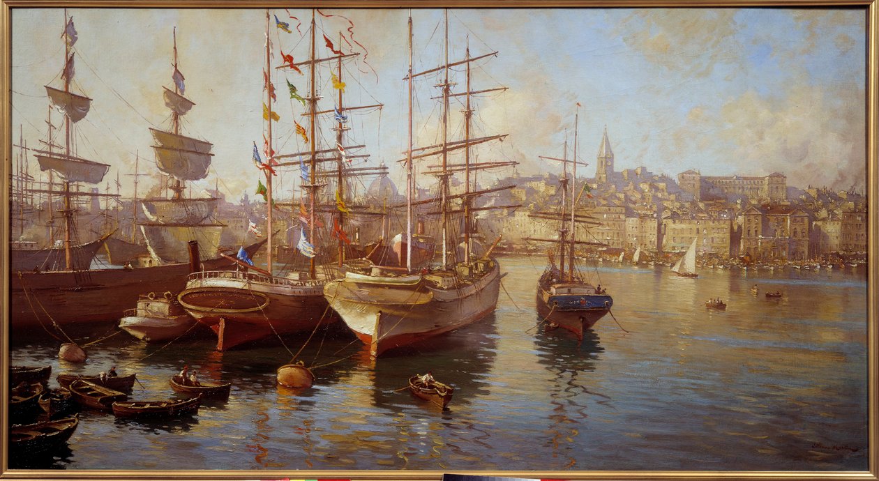 Oranžové balacelly. (Výhled na přístav Marseille). Obraz Etienna Martina (1858-1945) od Etienne Philippe Martin
