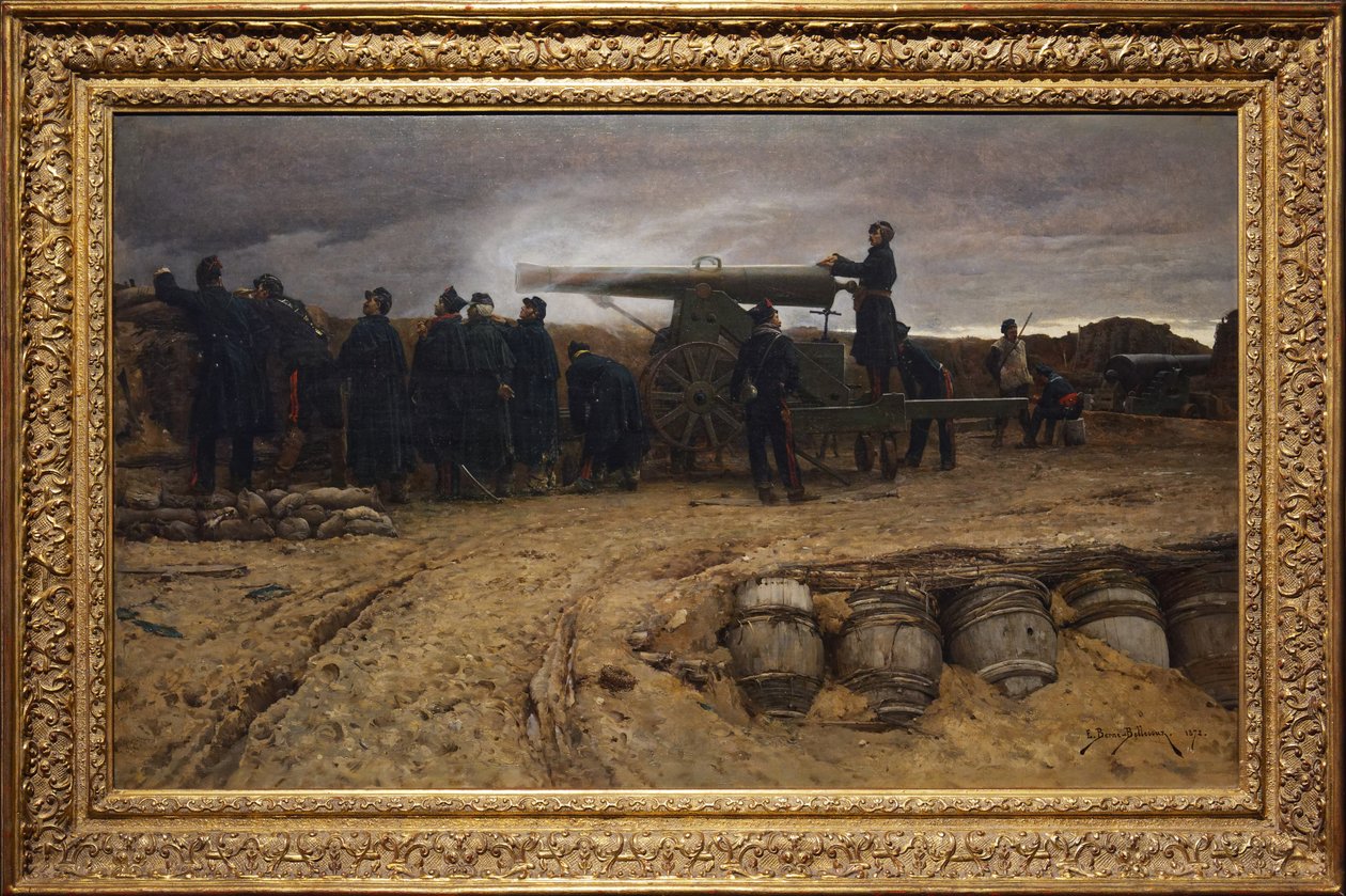 Francouzské těžké dělo při obléhání Paříže, 1872 od Etienne Prosper Berne Bellecour