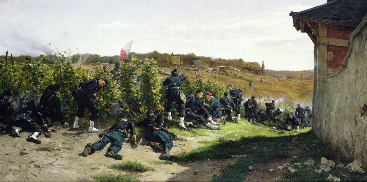 Tirailleurs de la Seine v bitvě u Rueil-Malmaison, 21. října 1870, 1875 od Etienne Prosper Berne Bellecour