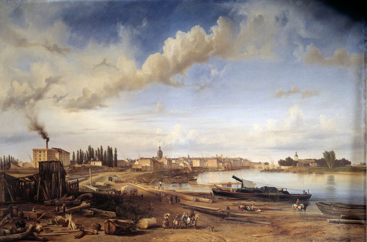 Město Chalons sur Saone (Chalons-sur-Saone). Obraz Etienna Rafforta (1802-1895) od Etienne Raffort