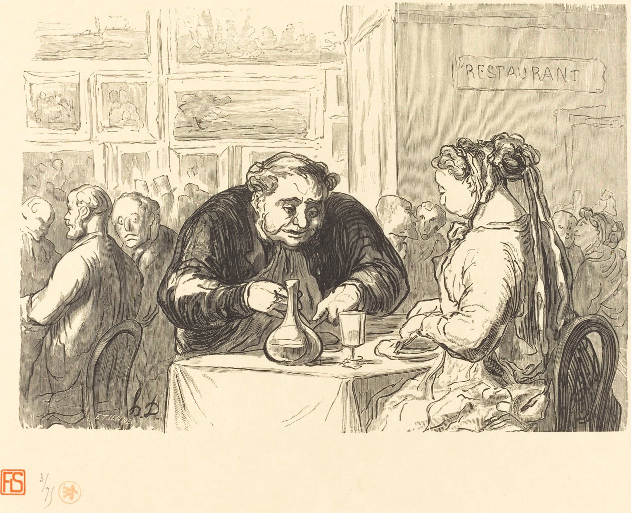 V bufetu výstavy výtvarného umění od Etienne after Honoré Daumier