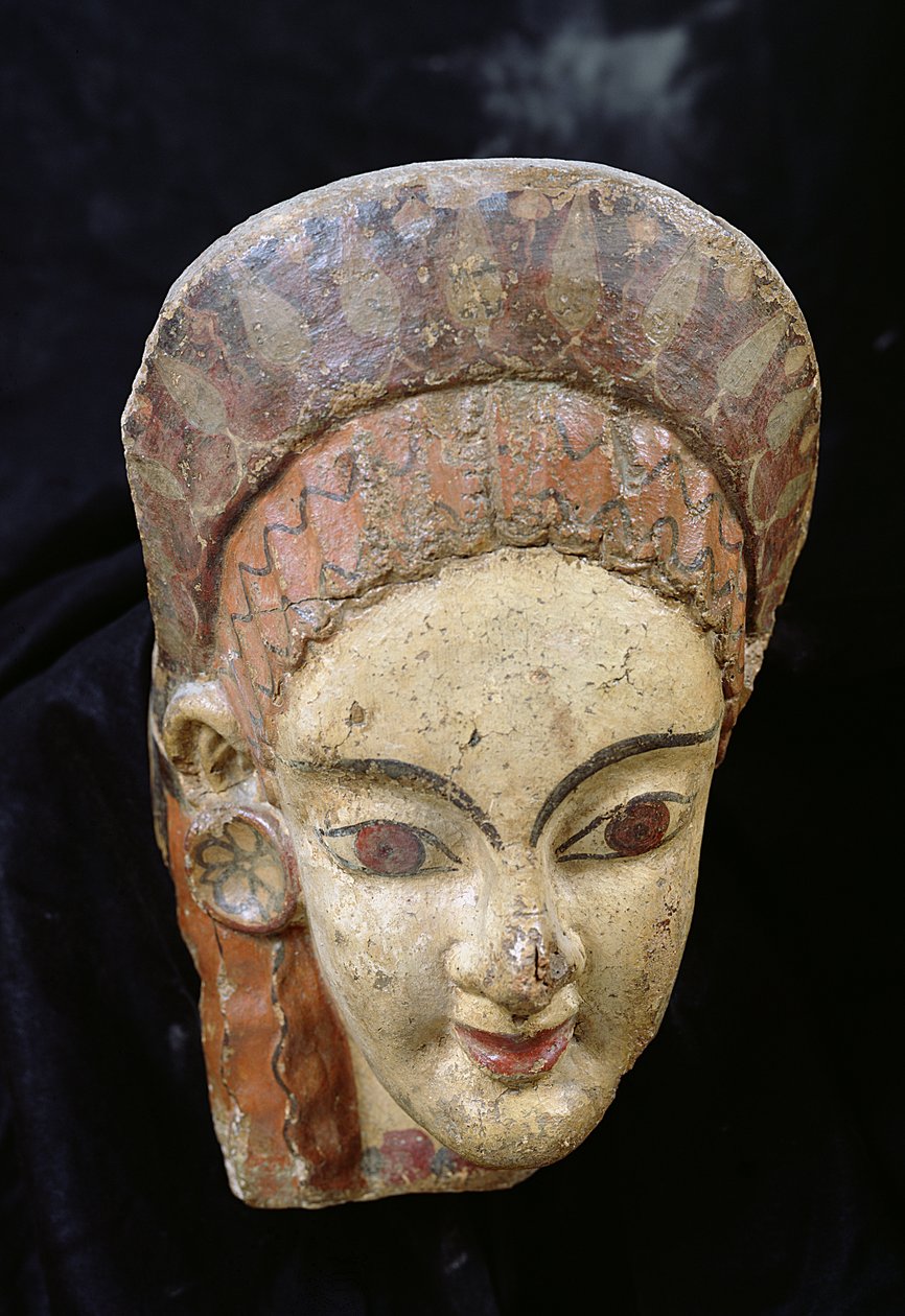 Antefix s ženskou hlavou, od Cerveteri (keramika) od Etruscan