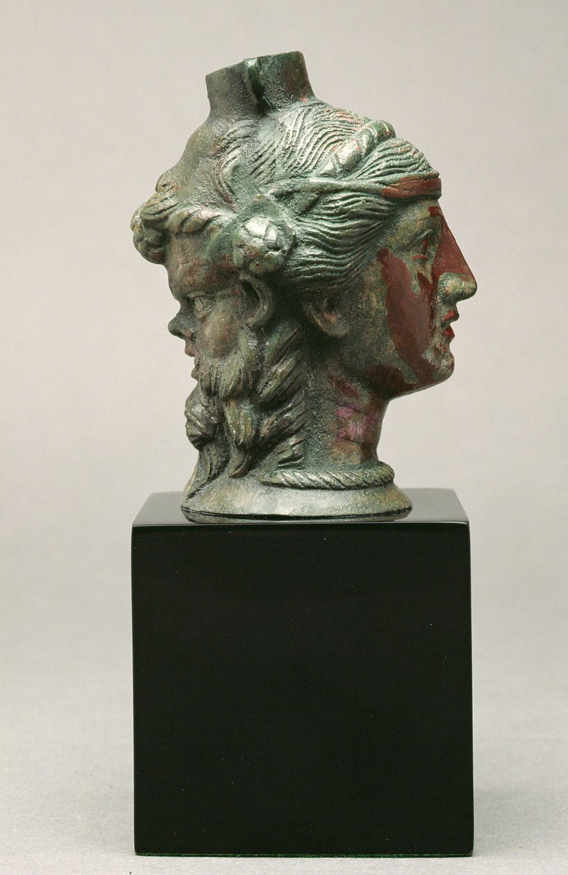 Bronzové balsamarium v podobě satyra a maenady, Etruscan, 3. století před naším letopočtem (bronz) od Etruscan