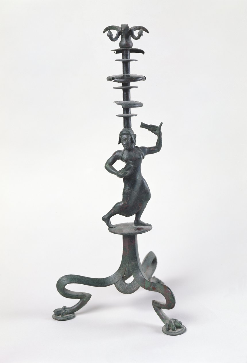 Candelabrum s tanečnicí s kastanětami (bronz) od Etruscan