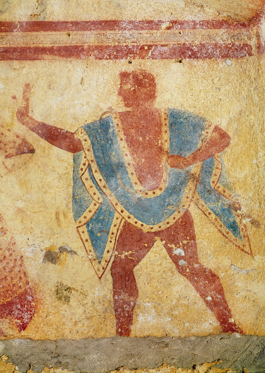 Tanečnice se zelenou tunikou, z hrobky Giustiniani, polovina 5. století před naším letopočtem (nástěnná malba) od Etruscan