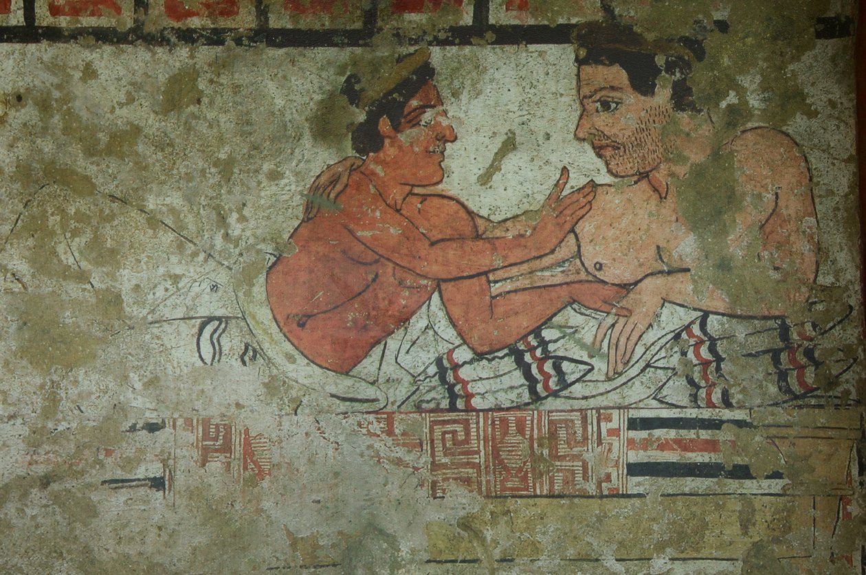 Detail nástěnné malby z hrobky Pekelné čtveřice od Etruscan