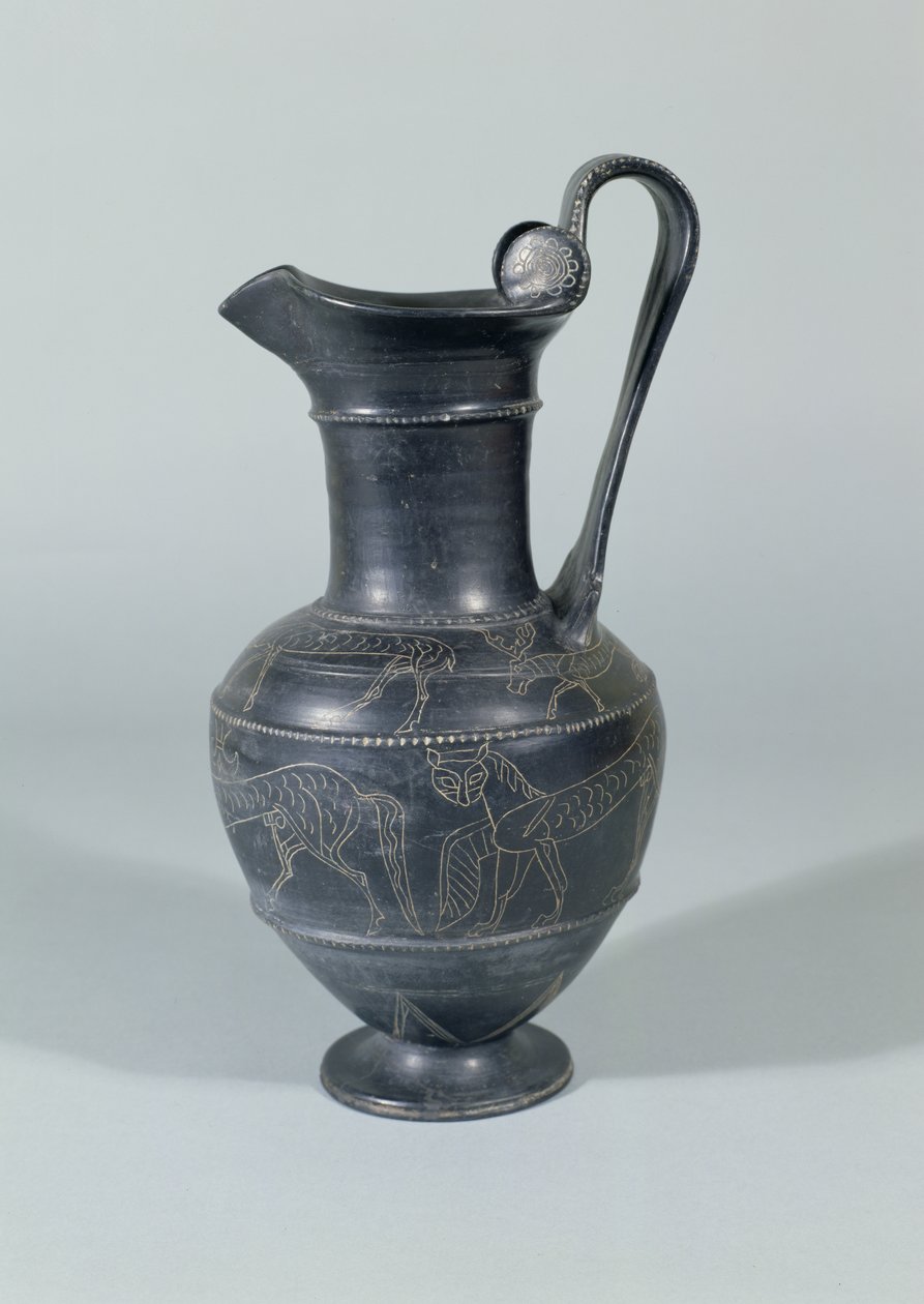 Džbán s gryfy, Bucchero Ware, Etruscan, 650-550 př.nl (keramika) od Etruscan