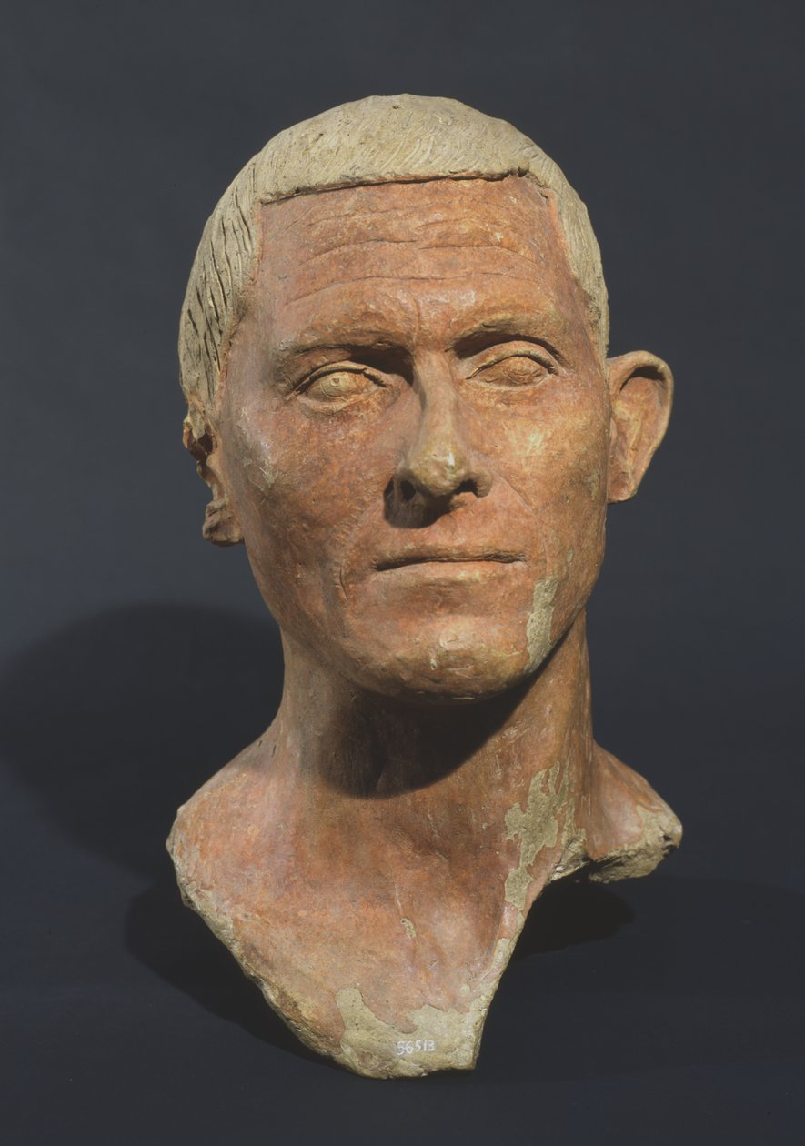 Portrét muže, z Manganello, Caere, Itálie (keramika s červeným pigmentem) od Etruscan
