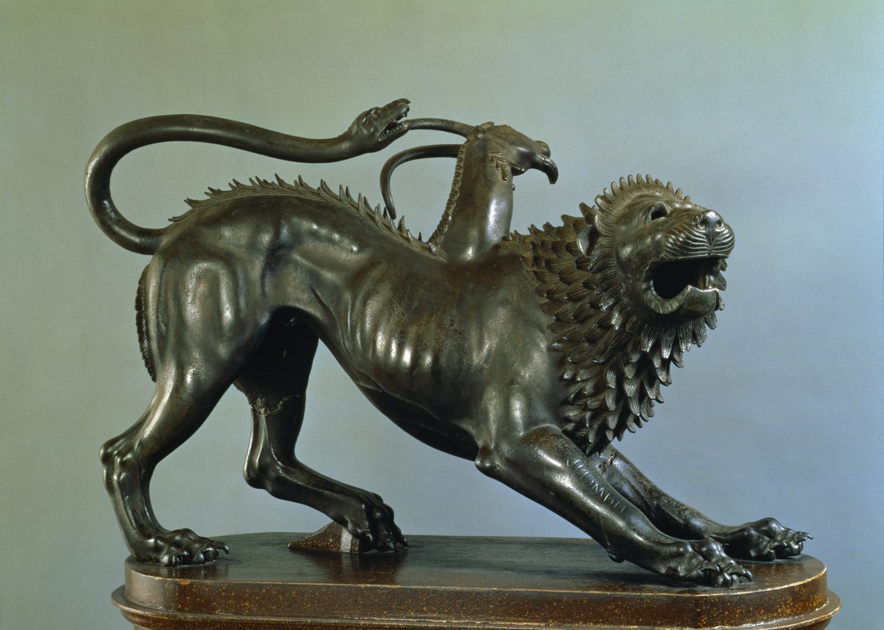 Zraněná chiméra z Bellerophonu (bronzová) (podrobnosti viz 104199) od Etruscan