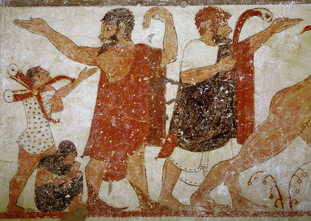Dva muži, z hrobky Augurů, cca 530-520 př.nl (nástěnná malba) od Etruscan