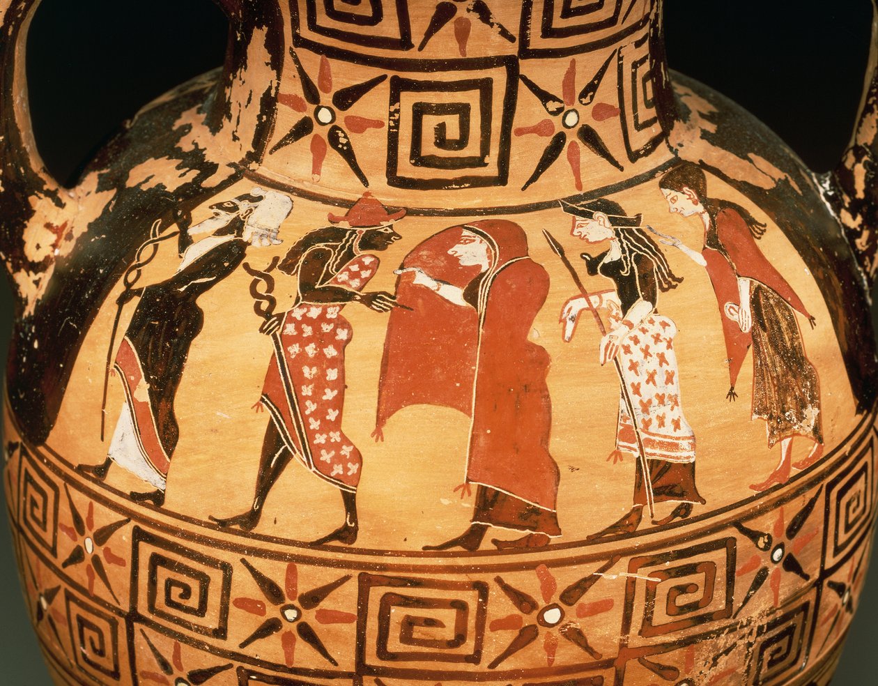 Černofigurová amfora zobrazující soud v Paříži (keramika) od Etruscan