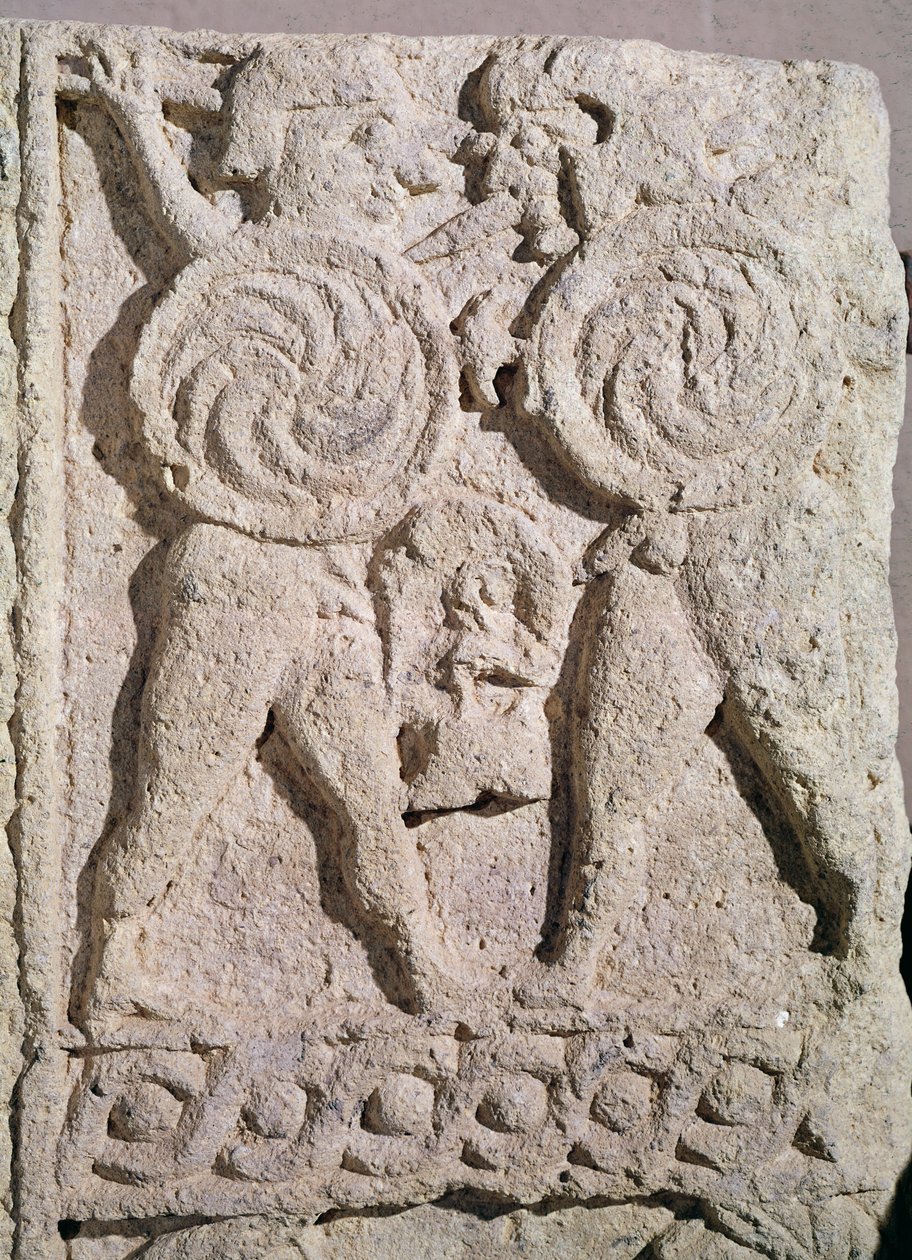 Detail náhrobku s kamenem dvou válečníků od Etruscan