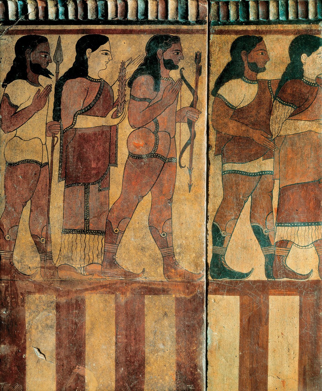 Etruská civilizace - "plaketa Campana" představující procesí z Banditaccia Necropolis, Cerveteri, Řím, 550-520 př.nl (terakota) od Etruscan