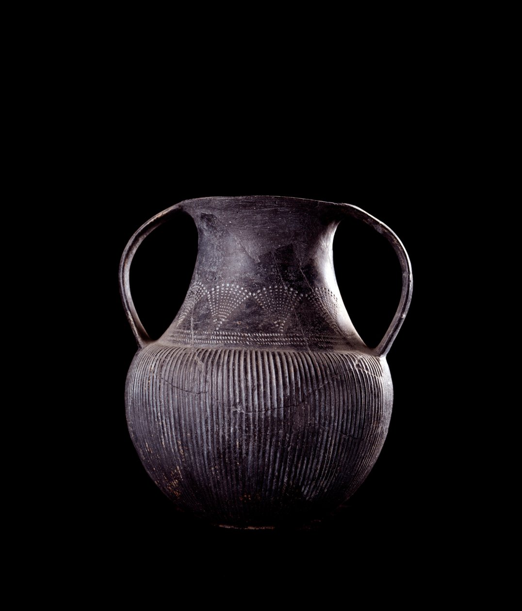 Etruská civilizace: černá bucchero amfora, z Veio, nekropole Monte Michele, Itálie - 7. století př.n.l. od Etruscan