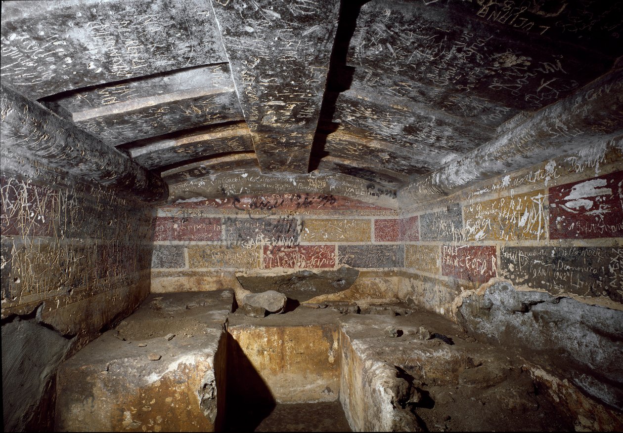 Etruská civilizace: uvnitř hrobky Francois v nekropoli Ponte Rotto, 4. století před naším letopočtem. Vulci, Itálie od Etruscan