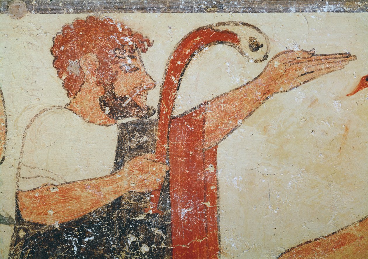 Hlava augura z hrobky augurů, asi 530-20 př. n. l. (nástěnná malba) od Etruscan