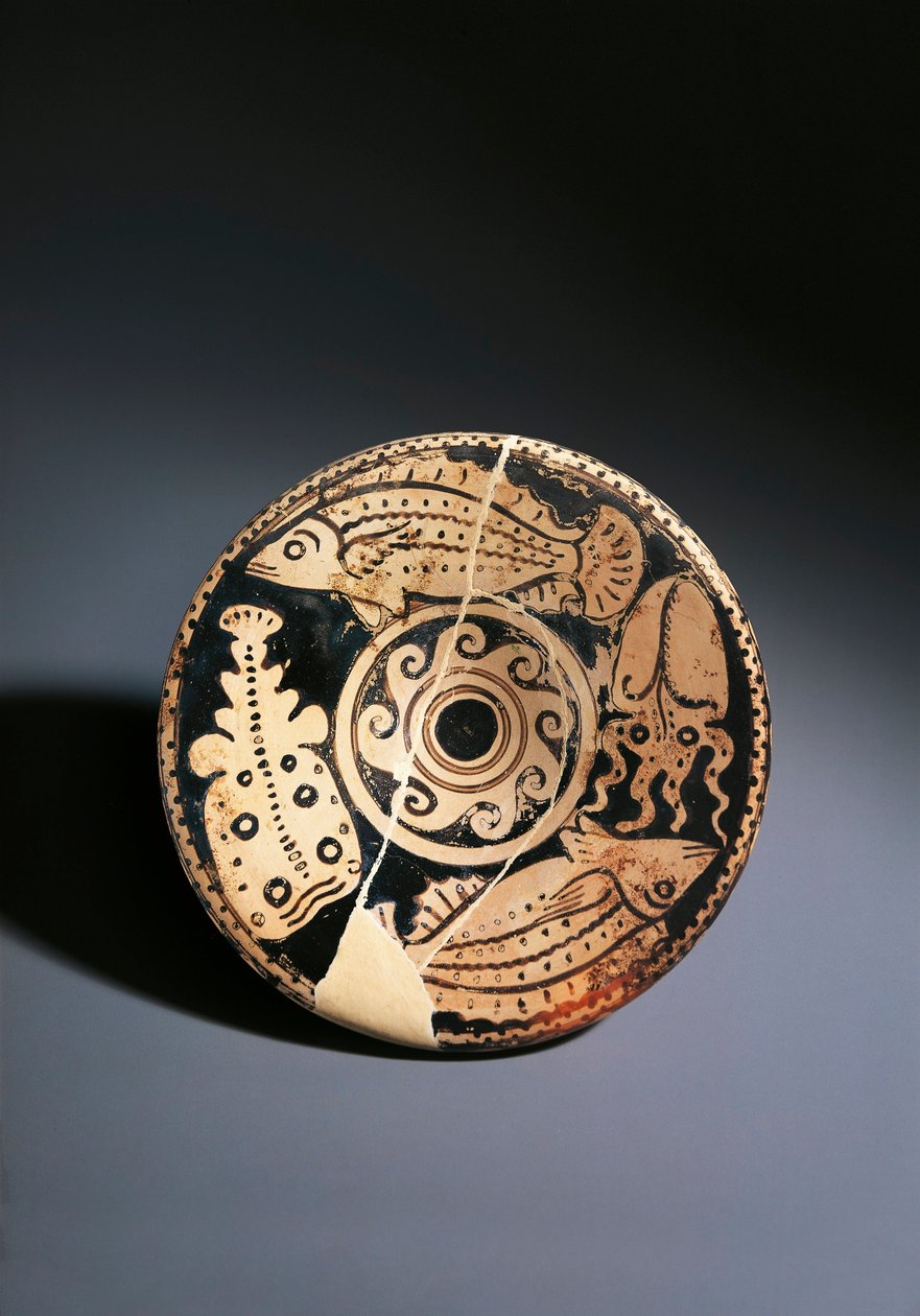 Červenofigurová hrnčířská miska s rybím zdobením, od Cerveteri od Etruscan