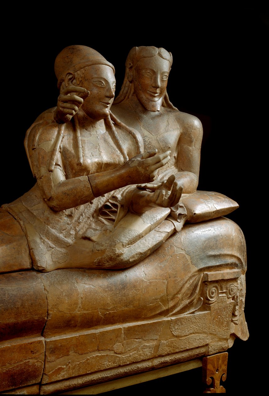 Sarkofág nevěst. Vyřezávaná skupina z terakoty z Cerveteri, 6. století před naším letopočtem od Etruscan