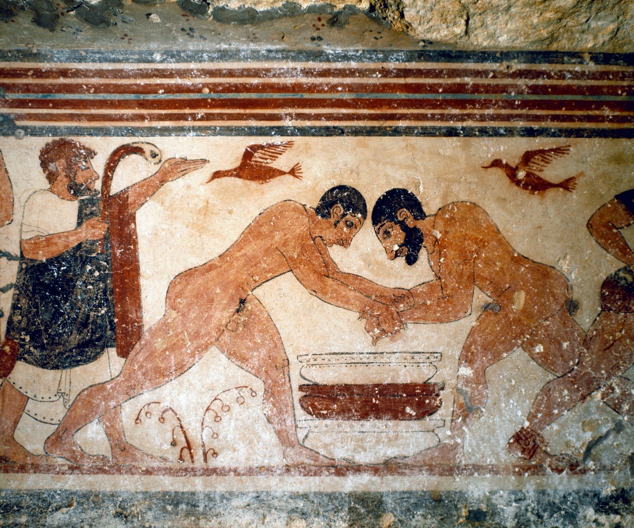 Dva zápasníci. (Detail fresky, 530 př.nl) od Etruscan