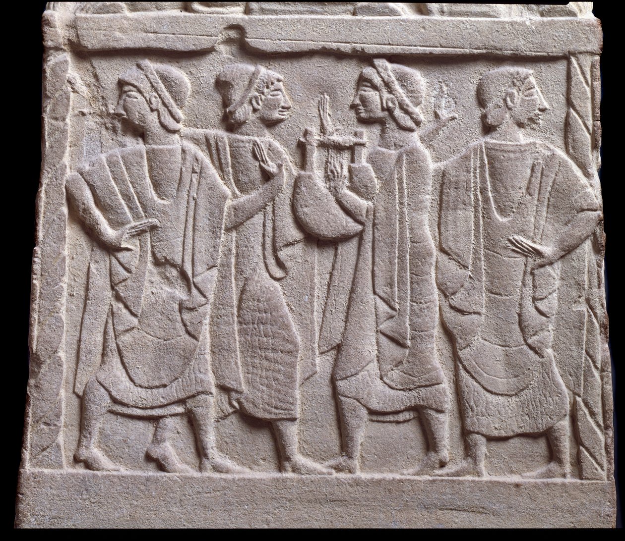 Taneční scéna, nízký reliéf mramorového náhrobku od Etruscan Etruscan