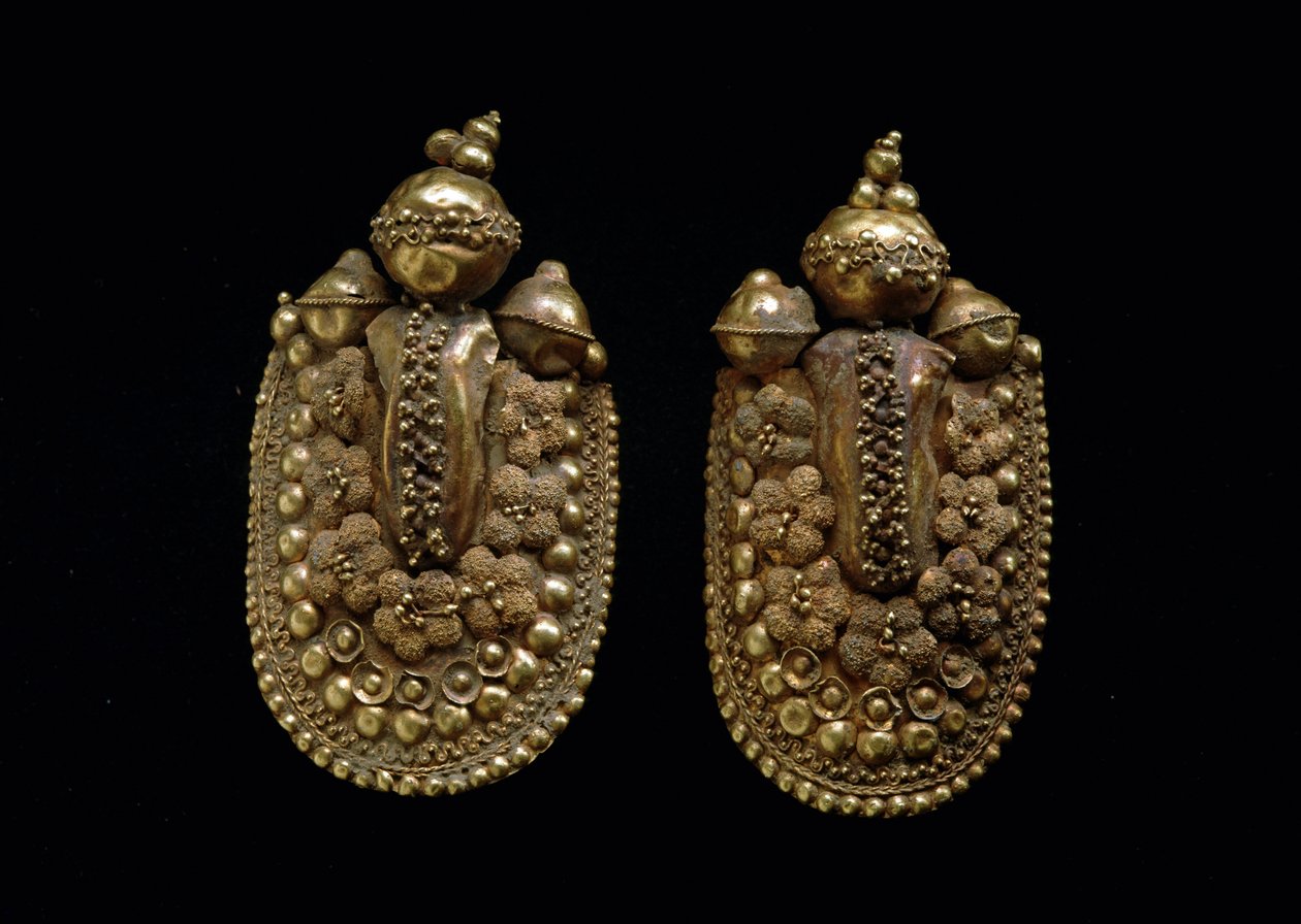 Etruské umění: zlaté náušnice Dim 6 cm Florence Museo Archeologico od Etruscan Etruscan
