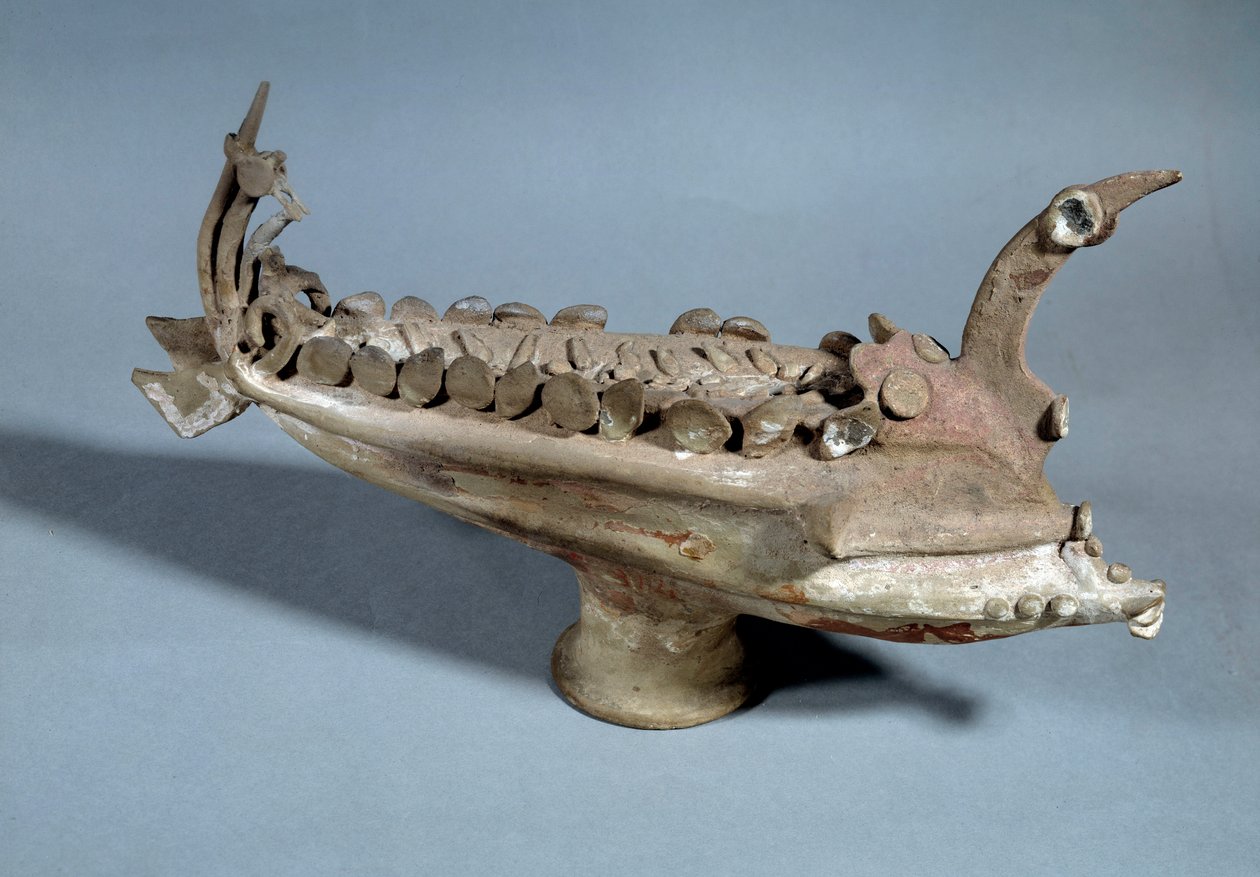 Etruské umění: model terakotové lodi z Ardee v Etrurii, 3. století před naším letopočtem. Paříž, muzeum Louvre od Etruscan Etruscan