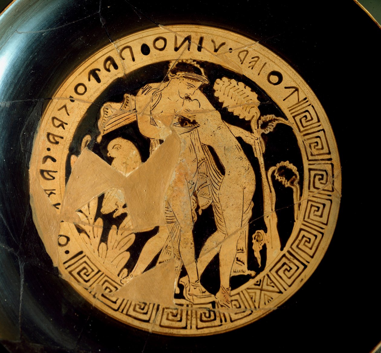 Etruská civilizace: detail kylixu představující Ariane (Ariadne) a Dionýsa. Z nekropole Falerii Veteres. Řím, Villa Giulia od Etruscan Etruscan