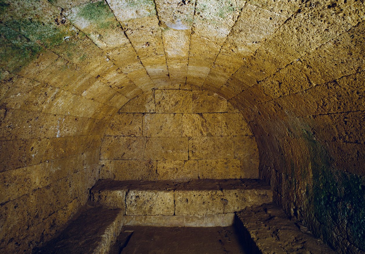 Etruská civilizace: pohled na hrobku del Gran Duca (velkovévoda nebo velkovévoda), konec 3. století př. Kr. Chiusi, Itálie od Etruscan Etruscan