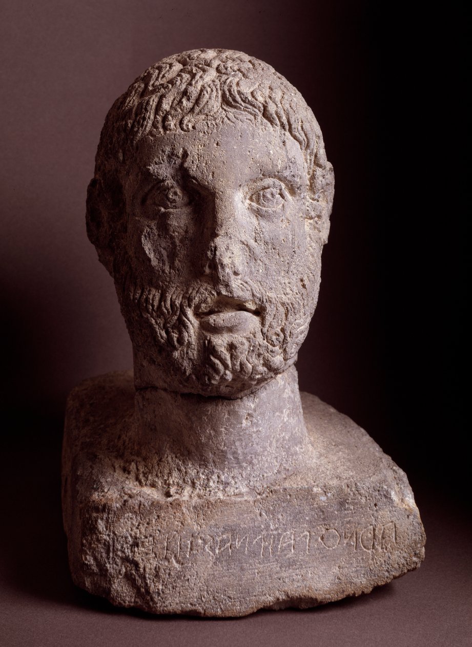 Hlava Arntha Paipnase, vápencová socha, 3. století před naším letopočtem od Etruscan Etruscan