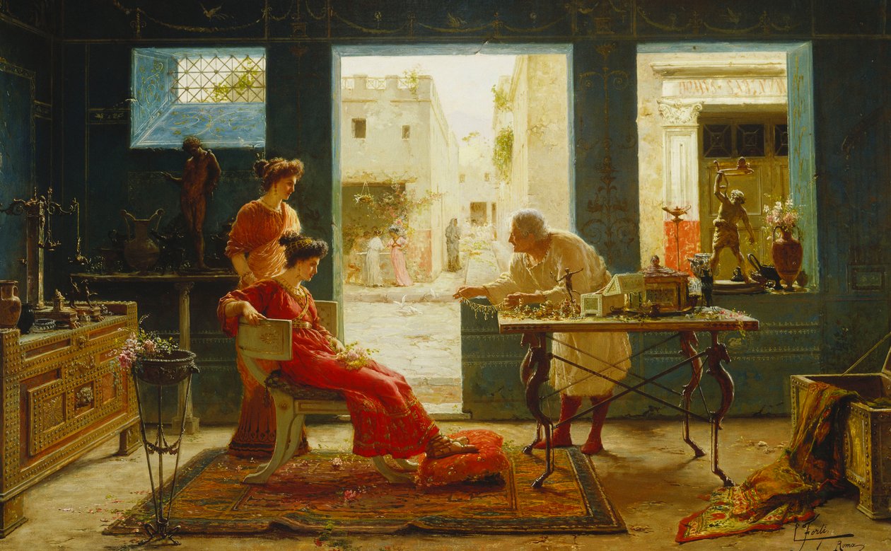 Pompejské starožitnosti (olej na plátně) od Ettore Forti