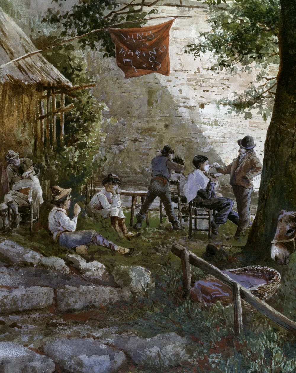 Angelica Gate v Římě, holiči venku od Ettore Roesler Franz
