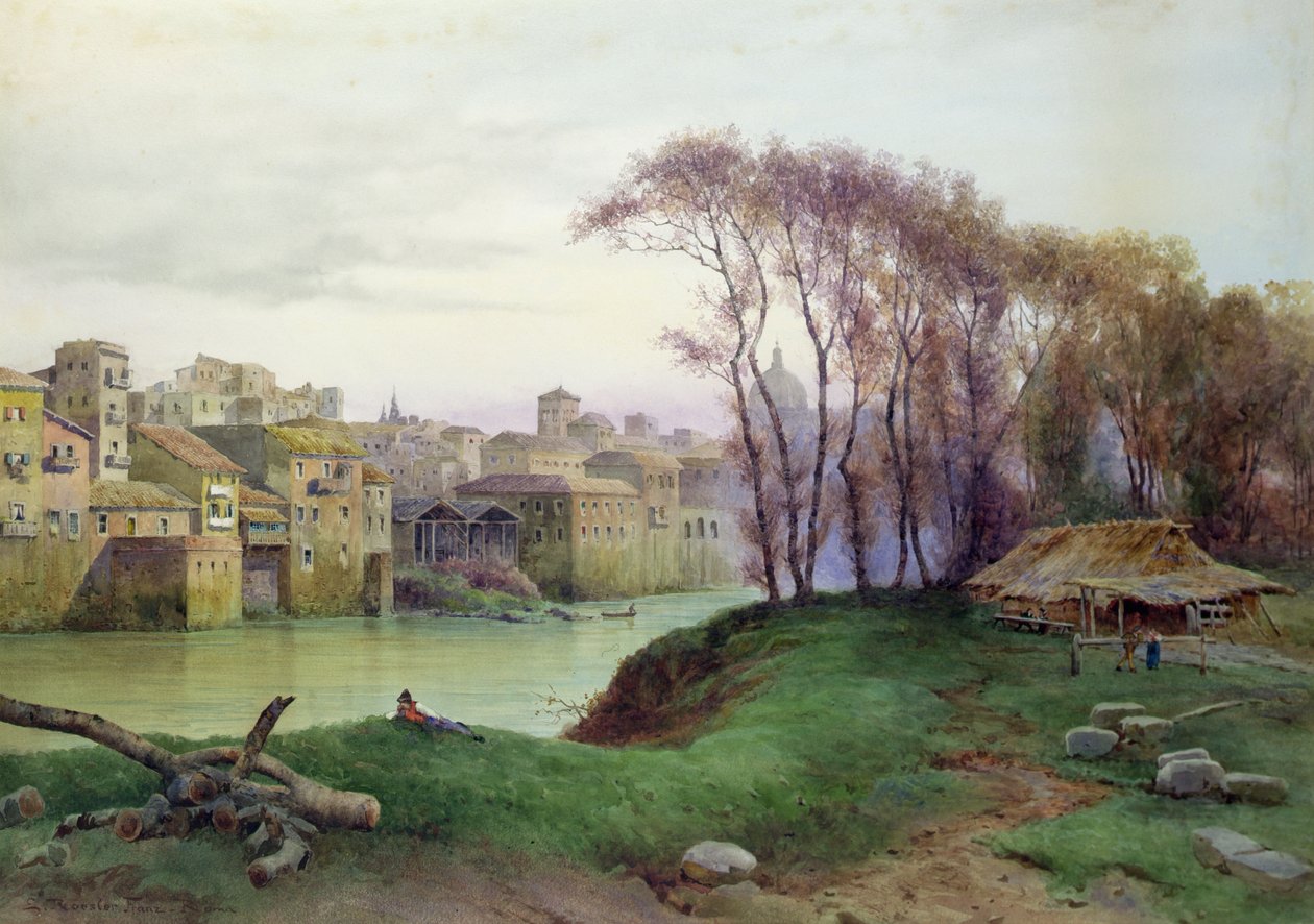 Pohled na Prati di Castello, Řím (akvarel na papíře) od Ettore Roesler Franz
