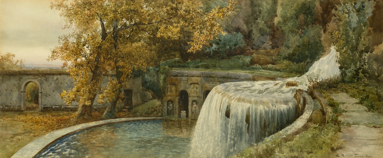 Villa Deste, podzim (tužka a akvarel) od Ettore Roesler Franz