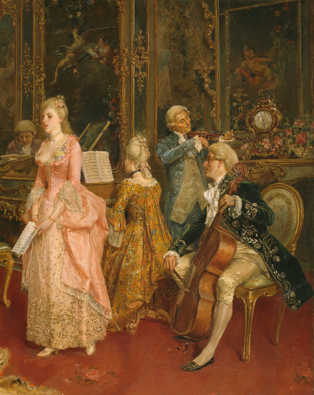 Koncert v době Mozarta, 1853 (detail) od Ettore Simonetti