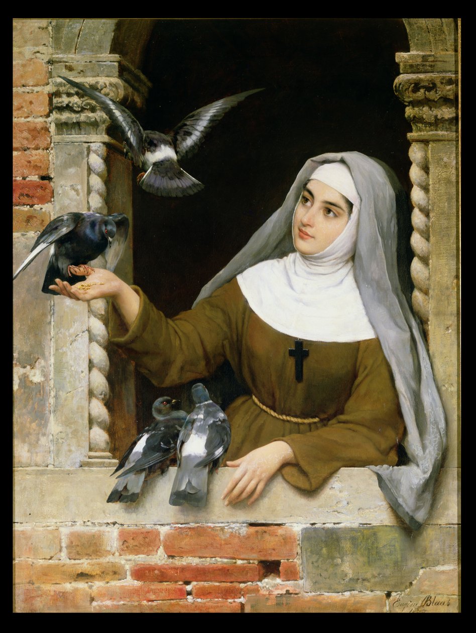 Krmení holubů, 1877 od Eugen von Blaas