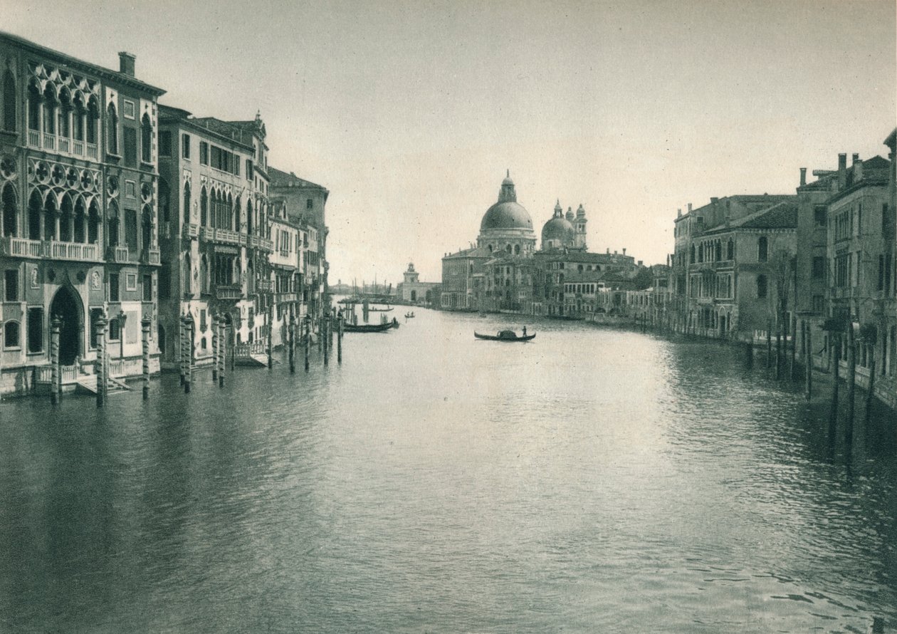 Canal Grande a kostel Santa Maria della Salute, Benátky, Itálie, 1927 od Eugen Poppel