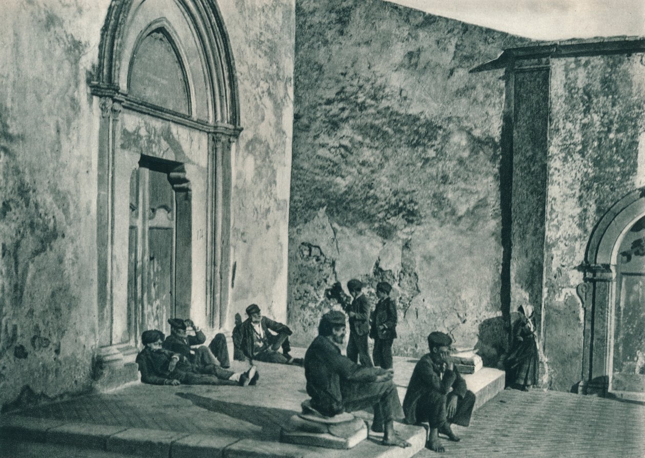 Odpočinek před kostelem, Taormina, Sicílie, Itálie, 1927 od Eugen Poppel