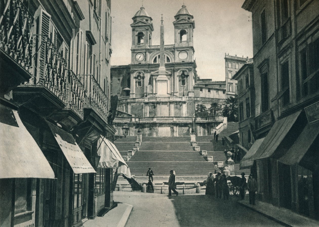 Španělské schody a kostel Trinita dei Monti, Řím, Itálie, 1927 od Eugen Poppel