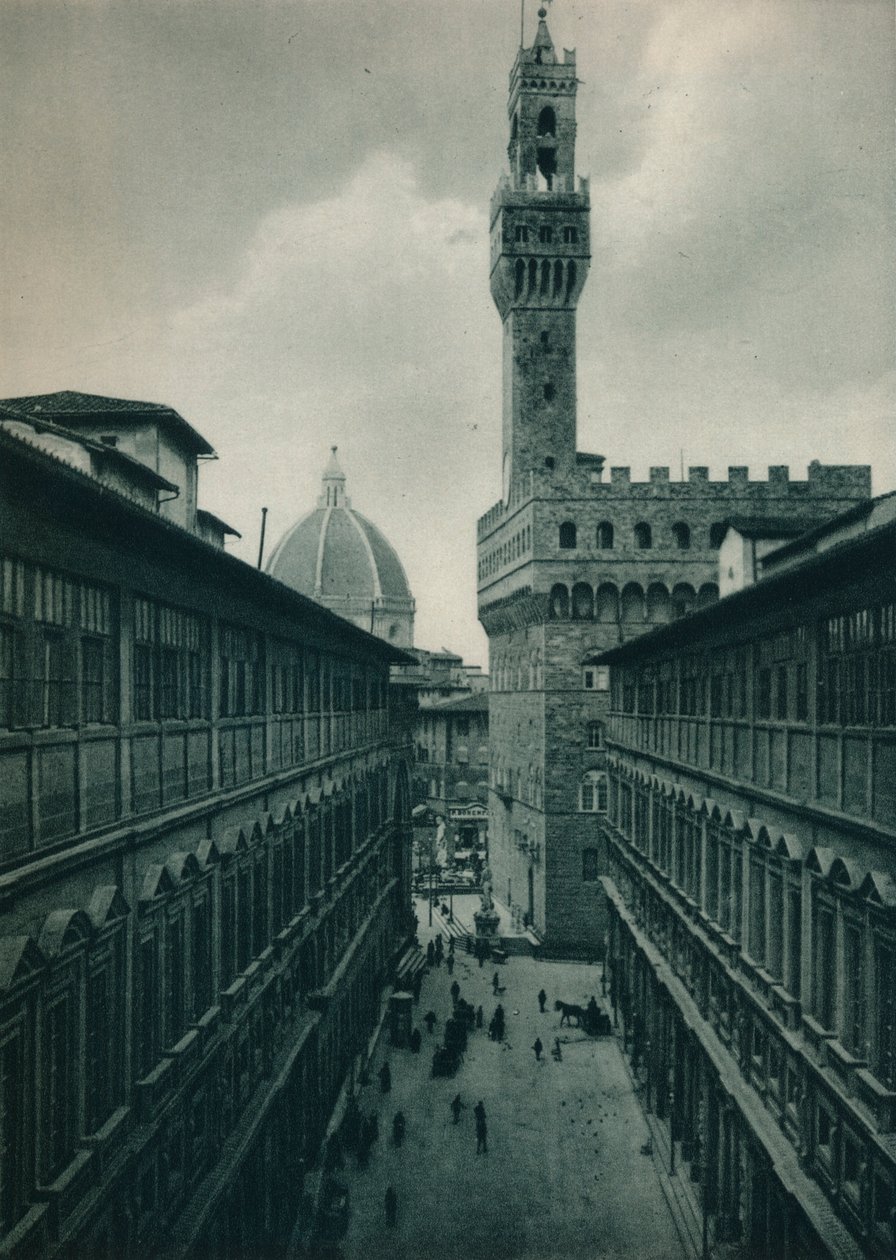 Palazzo Vecchio z galerie Uffizi, Florencie, Itálie, 1927 od Eugen Poppel