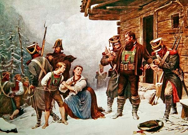 Zajetí Andrease Hofera 19. ledna od Eugen von (after) Blaas